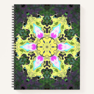 Kaleidoskop-Blume Gelb und Rosa Notizblock