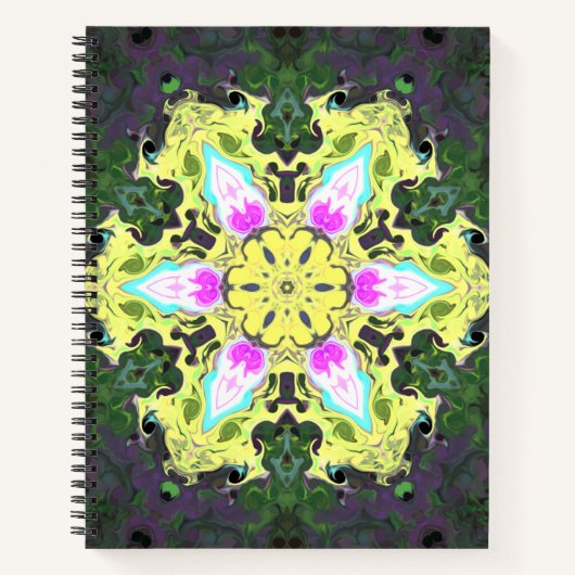 Kaleidoskop-Blume Gelb und Rosa Notizblock (Vorderseite)