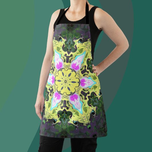 Kaleidoskop-Blume Gelb und Rosa Schürze