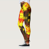 Kaleidoskop-Blume Gelb und Rot Leggings (Links)