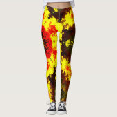 Kaleidoskop-Blume Gelb und Rot Leggings (Vorderseite)