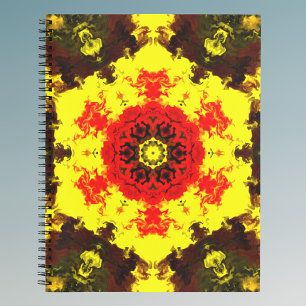 Kaleidoskop-Blume Gelb und Rot Notizblock