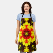 Kaleidoskop-Blume Gelb und Rot Schürze (Getragen)