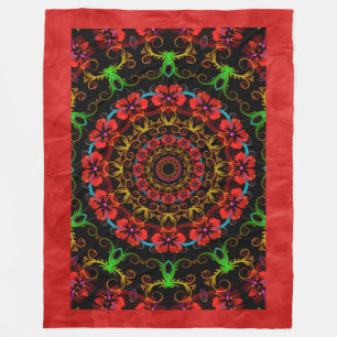 Kaleidoskop Blume Hibiskus I + Ihre Idee Fleecedecke