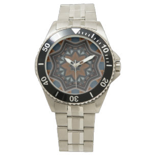 Kaleidoskop-Braunstern-Muster... Armbanduhr