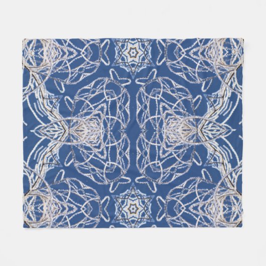 Kaleidoskop Bright Blue, White, Single Star Fleecedecke (Vorderseite (Horizontal))