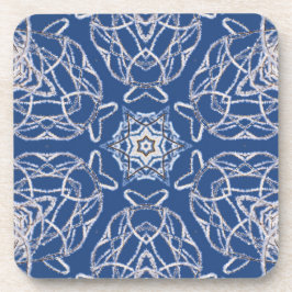Kaleidoskop Bright Blue, White, Single Star Getränkeuntersetzer