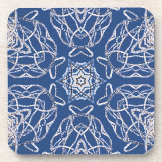 Kaleidoskop Bright Blue, White, Single Star Getränkeuntersetzer (Vorderseite)