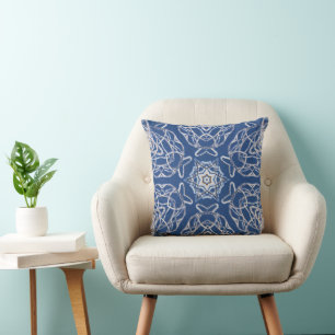 Kaleidoskop Bright Blue, White, Single Star Kissen