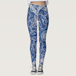 Kaleidoskop Bright Blue, White, Single Star Leggings
