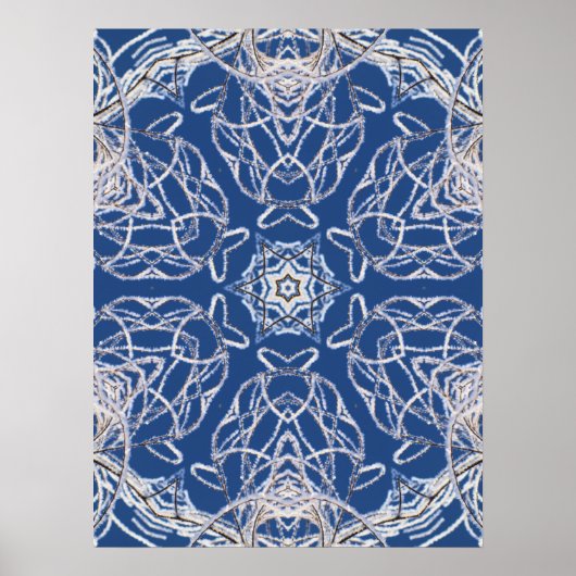 Kaleidoskop Bright Blue, White, Single Star Poster (Vorne)
