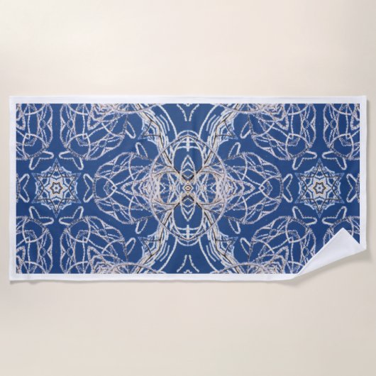 Kaleidoskop Bright Blue, White, Single Star Strandtuch (Vorderseite)
