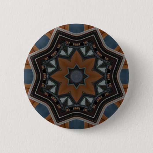 Kaleidoskop Brown Star Muster.. Button (Vorderseite)