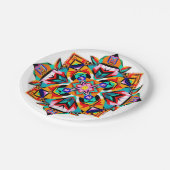 Kaleidoskop Burst: Ein moderner Tribal Mandala Pappteller (Schrägansicht)