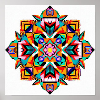 Kaleidoskop Burst: Ein moderner Tribal Mandala Poster