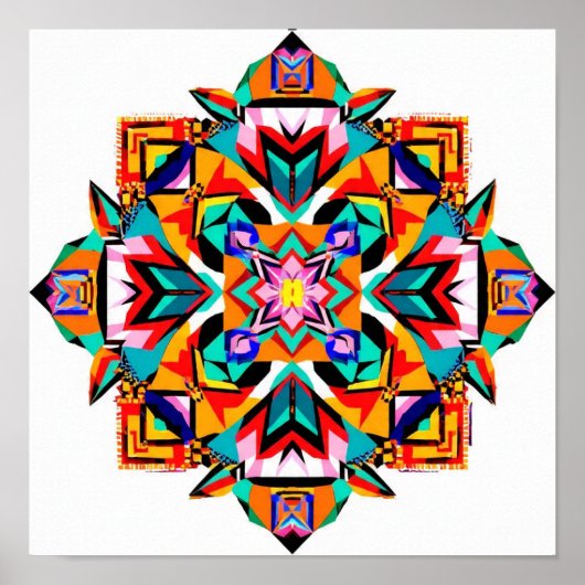 Kaleidoskop Burst: Ein moderner Tribal Mandala Poster (Vorne)