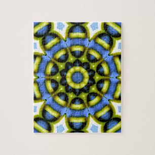 Kaleidoskop-Dekoration Blau Gelb Puzzle