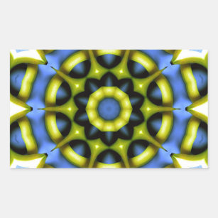 Kaleidoskop Dekoration Blau Gelb Rechteckiger Aufkleber
