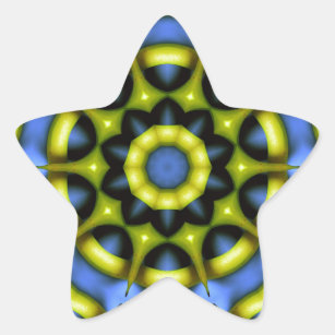 Kaleidoskop Dekoration Blau Gelb Stern-Aufkleber