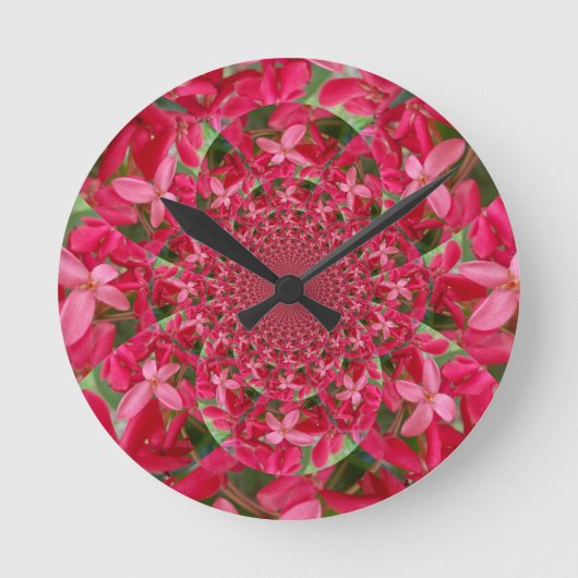 Kaleidoskop der Krimson: Blume der Blutmilch Runde Wanduhr (Vorderseite)