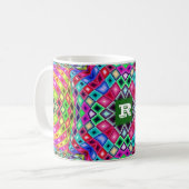 Kaleidoskop des farblich angepassten Text-Monogram Kaffeetasse (Vorderseite Links)