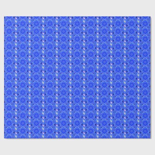 Kaleidoskop Design Blau Lila Blumenart Geschenkpapier (Flach)