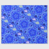 Kaleidoskop Design Blau Lila Blumenart Geschenkpapier (Flach)
