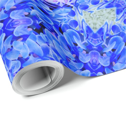 Kaleidoskop Design Blau Lila Blumenart Geschenkpapier (Rolleneckpunkt)