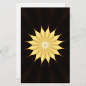 Kaleidoskop Design Bright Yellow Star Briefpapier (Vorne/Hinten)