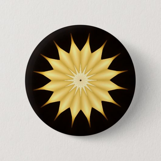 Kaleidoskop Design Bright Yellow Star Button (Vorderseite)