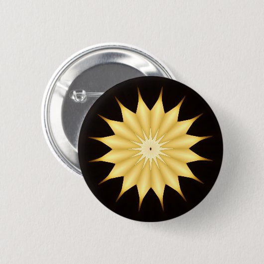 Kaleidoskop Design Bright Yellow Star Button (Vorne & Hinten)