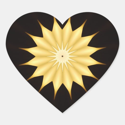 Kaleidoskop Design Bright Yellow Star Herz-Aufkleber (Vorderseite)