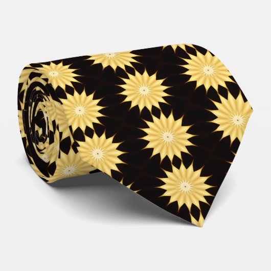 Kaleidoskop Design Bright Yellow Star Krawatte (Gerollt)