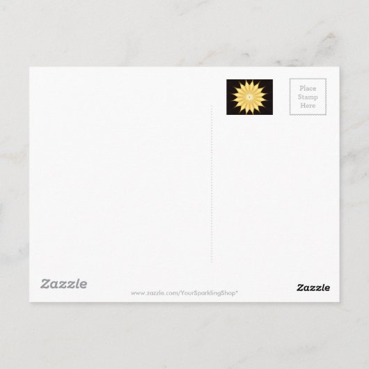 Kaleidoskop Design Bright Yellow Star Postkarte (Rückseite)