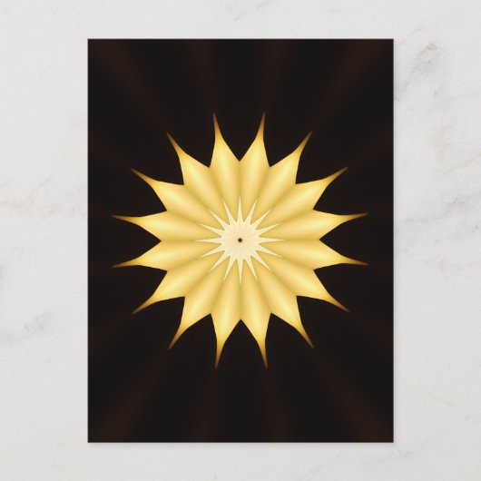 Kaleidoskop Design Bright Yellow Star Postkarte (Vorderseite)