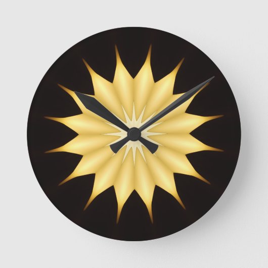 Kaleidoskop Design Bright Yellow Star Runde Wanduhr (Vorderseite)