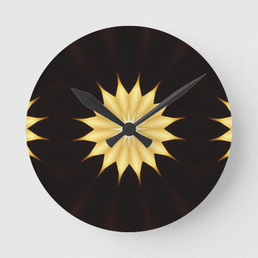 Kaleidoskop Design Bright Yellow Star Runde Wanduhr (Vorderseite)
