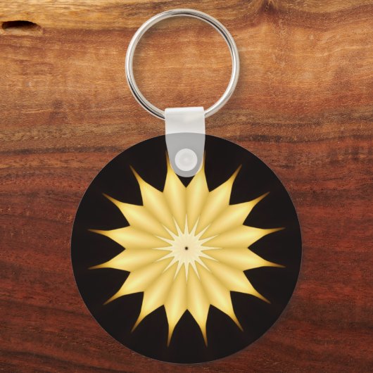 Kaleidoskop Design Bright Yellow Star Schlüsselanhänger (Vorderseite)