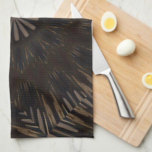 Kaleidoskop Design Dunkelbraun Rustikale Flora Küchentuch (Viertel Falte)