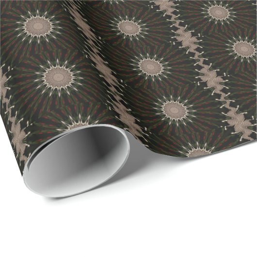 Kaleidoskop Design Dunkelgrün Braun Geschenkpapier (Rolleneckpunkt)