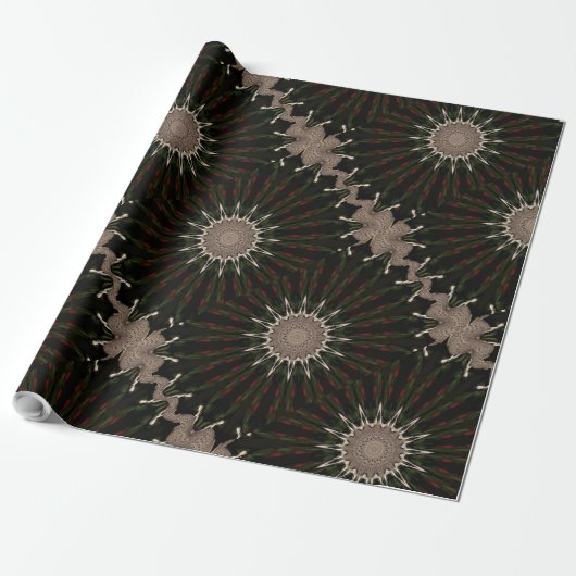 Kaleidoskop Design Dunkelgrün Braun Geschenkpapier (Ungerollt)