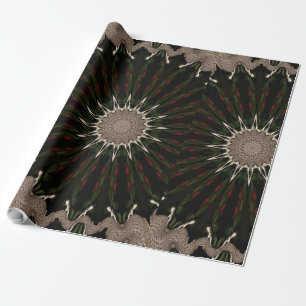 Kaleidoskop Design Dunkelgrün Braun Geschenkpapier