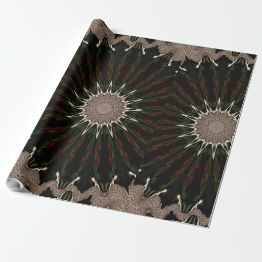 Kaleidoskop Design Dunkelgrün Braun Geschenkpapier (Ungerollt)