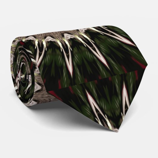 Kaleidoskop Design Dunkelgrün Braun Krawatte (Gerollt)