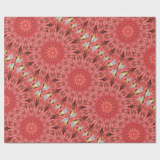 Kaleidoskop Design Floral Red Geschenkpapier (Flach)
