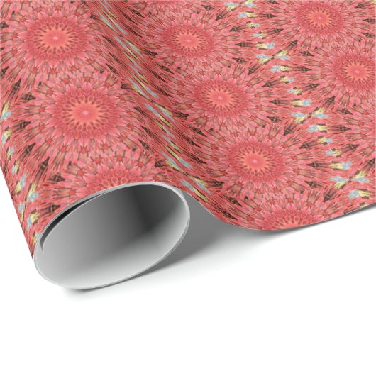 Kaleidoskop Design Floral Red Geschenkpapier (Rolleneckpunkt)