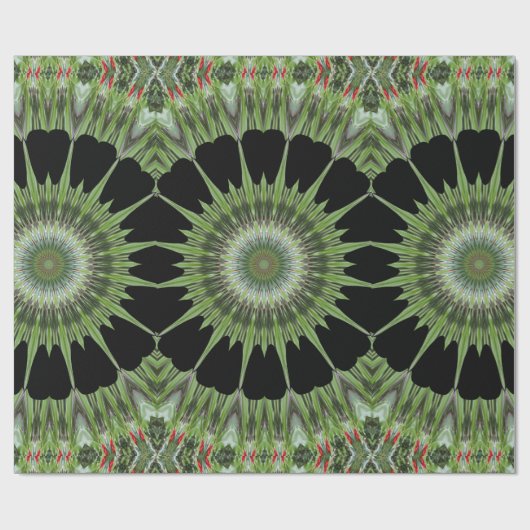 Kaleidoskop Design Green Black Geschenkpapier (Flach)
