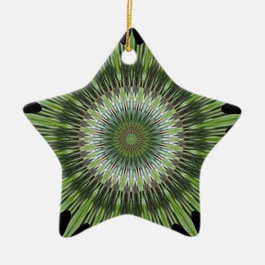 Kaleidoskop Design Green Black Keramikornament (Vorne)