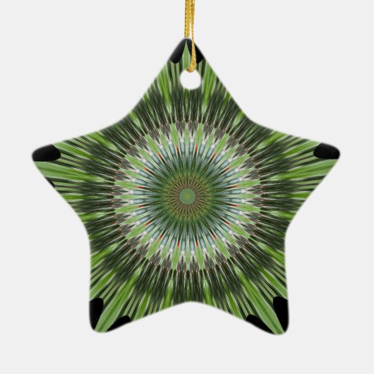 Kaleidoskop Design Green Black Keramikornament (Hinten)
