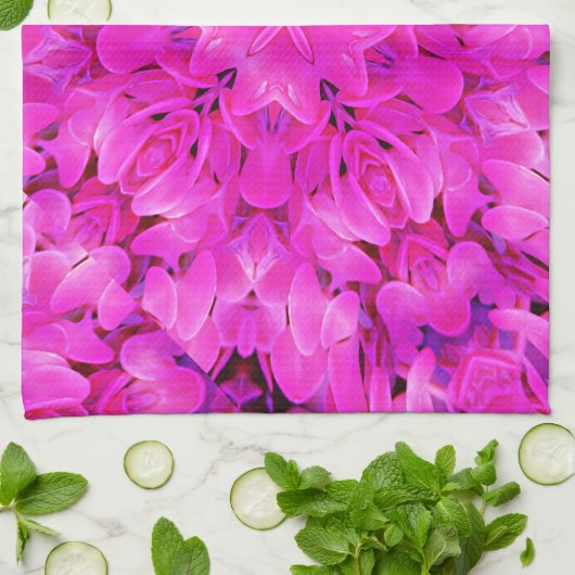 Kaleidoskop Design Hot rosa Blumenkunst Geschirrtuch (Gefaltet)